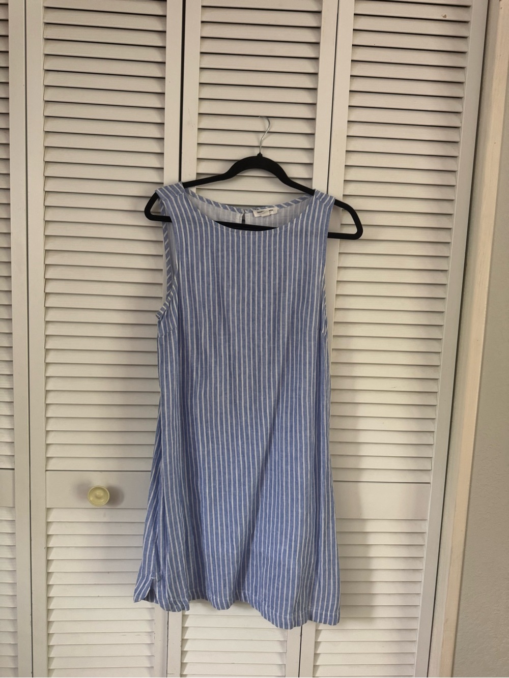 beachlunchlounge Blue and White Striped Sleeveless Mini Dress